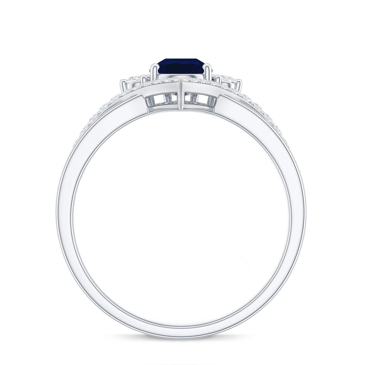 Pear Cut Blue Sapphire Designer Solitaire Ring with Diamond