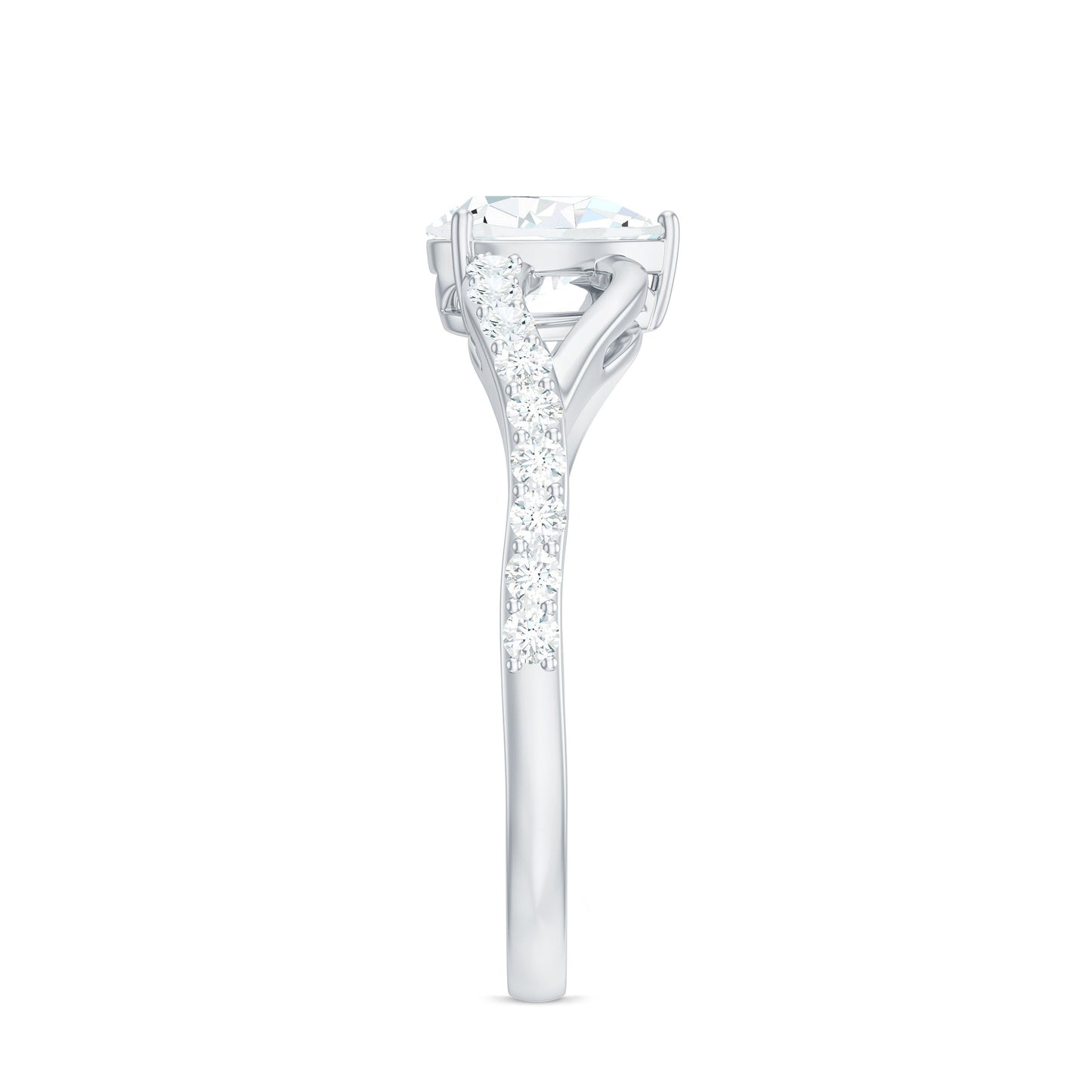 Certified Pear Cut Moissanite Split Shank Engagement Ring