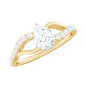 Certified Pear Cut Moissanite Split Shank Engagement Ring