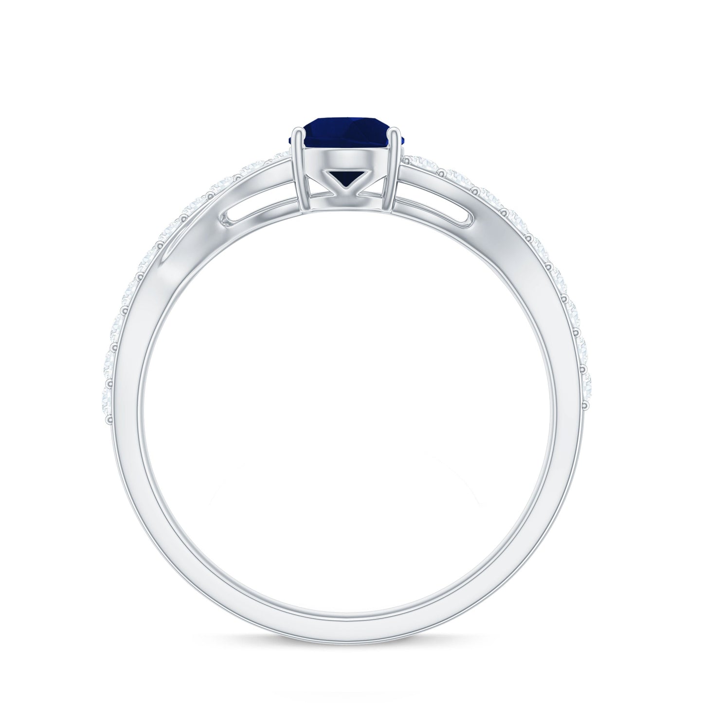 Genuine 0.5 Carat Pear Shaped Blue Sapphire Split Shank Engagement Ring with Certificate