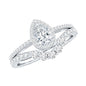 0.5 Carat Certified Moissanite Teardrop Bridal Ring Set with Halo