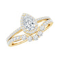 0.5 Carat Certified Moissanite Teardrop Bridal Ring Set with Halo