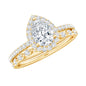 0.7 Carat Moissanite Teardrop Wedding Ring Set with Halo