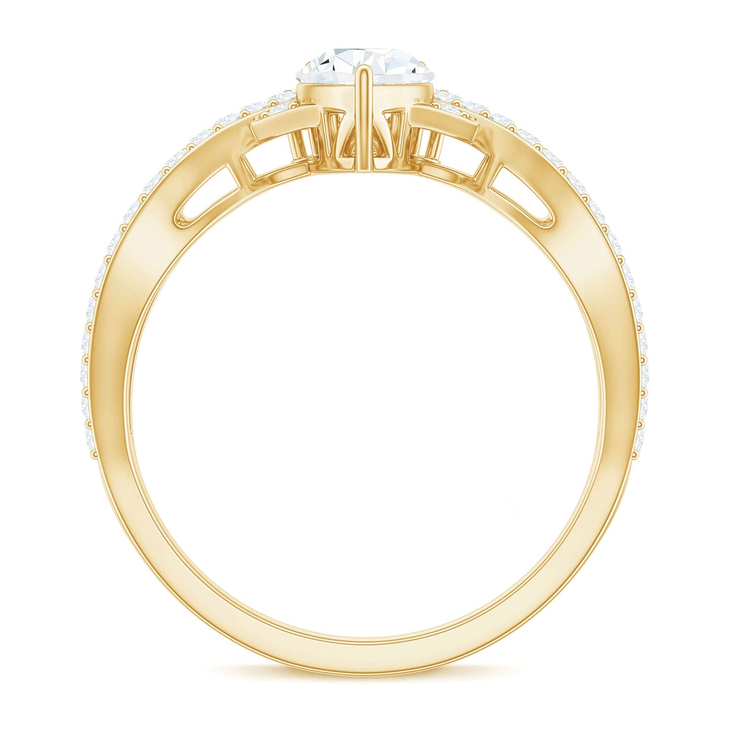 Designer Pear Shaped Moissanite Crossover Engagement Ring