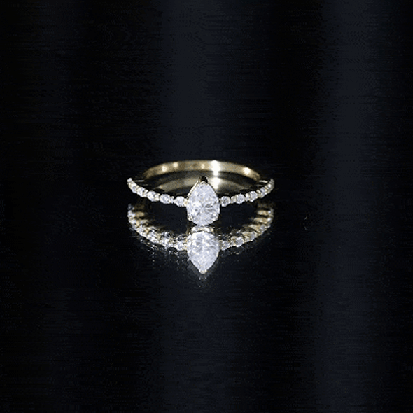 Pear Shape Solitaire Moissanite Promise Ring For Her