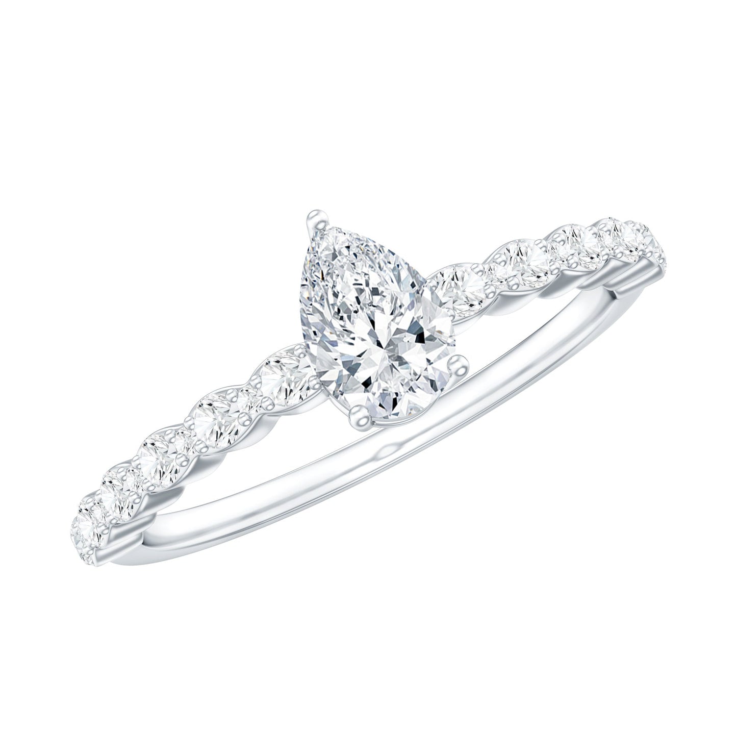 Pear Shape Solitaire Moissanite Promise Ring For Her