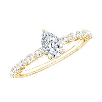 Pear Shape Solitaire Moissanite Promise Ring For Her