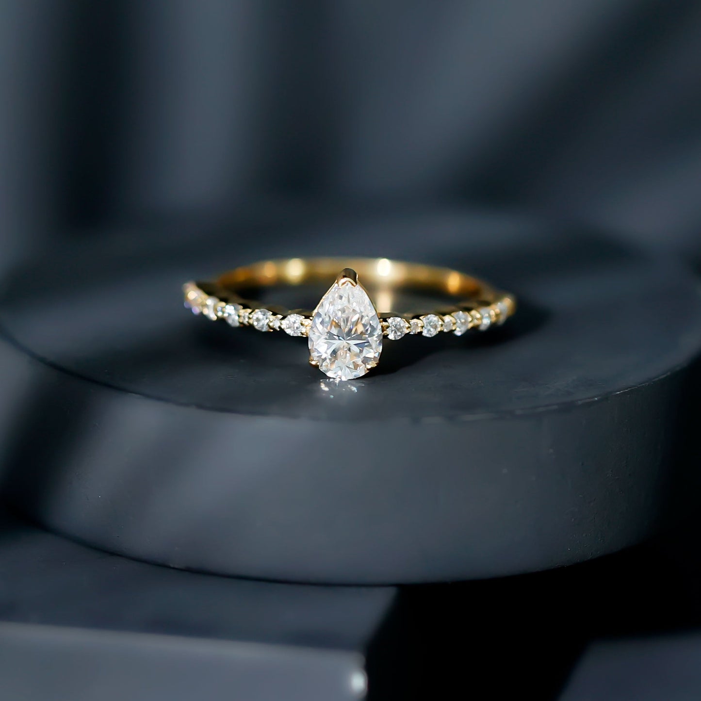 Pear Shape Solitaire Moissanite Promise Ring For Her