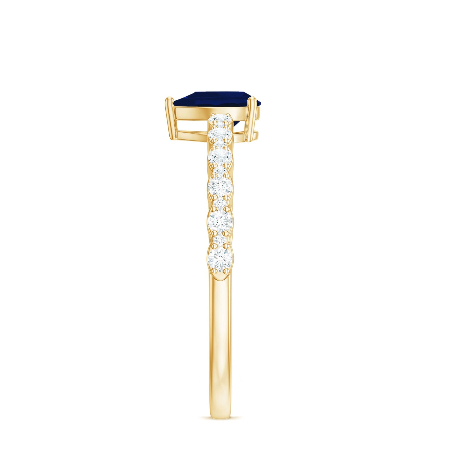 0.5 Carat Minimal Blue Sapphire Solitaire Promise Ring with Diamond