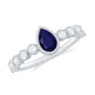 Pear Cut 0.5 Carat Blue Sapphire Engagement Ring with Diamonds
