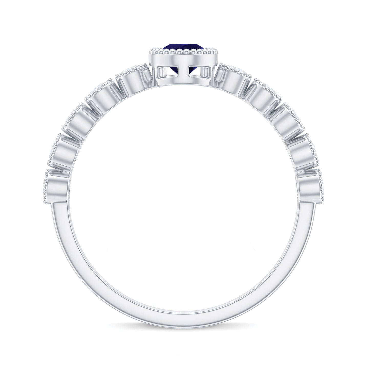 Pear Cut 0.5 Carat Blue Sapphire Engagement Ring with Diamonds