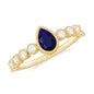 Pear Cut 0.5 Carat Blue Sapphire Engagement Ring with Diamonds