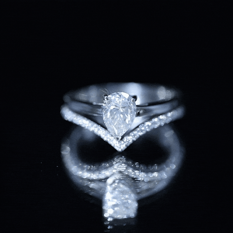 Pear Cut Solitaire Moissanite Engagement Ring with Enhancer