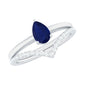 0.5 Carat Pear Cut Blue Sapphire Solitaire Ring Set with Diamond Enhancer Band