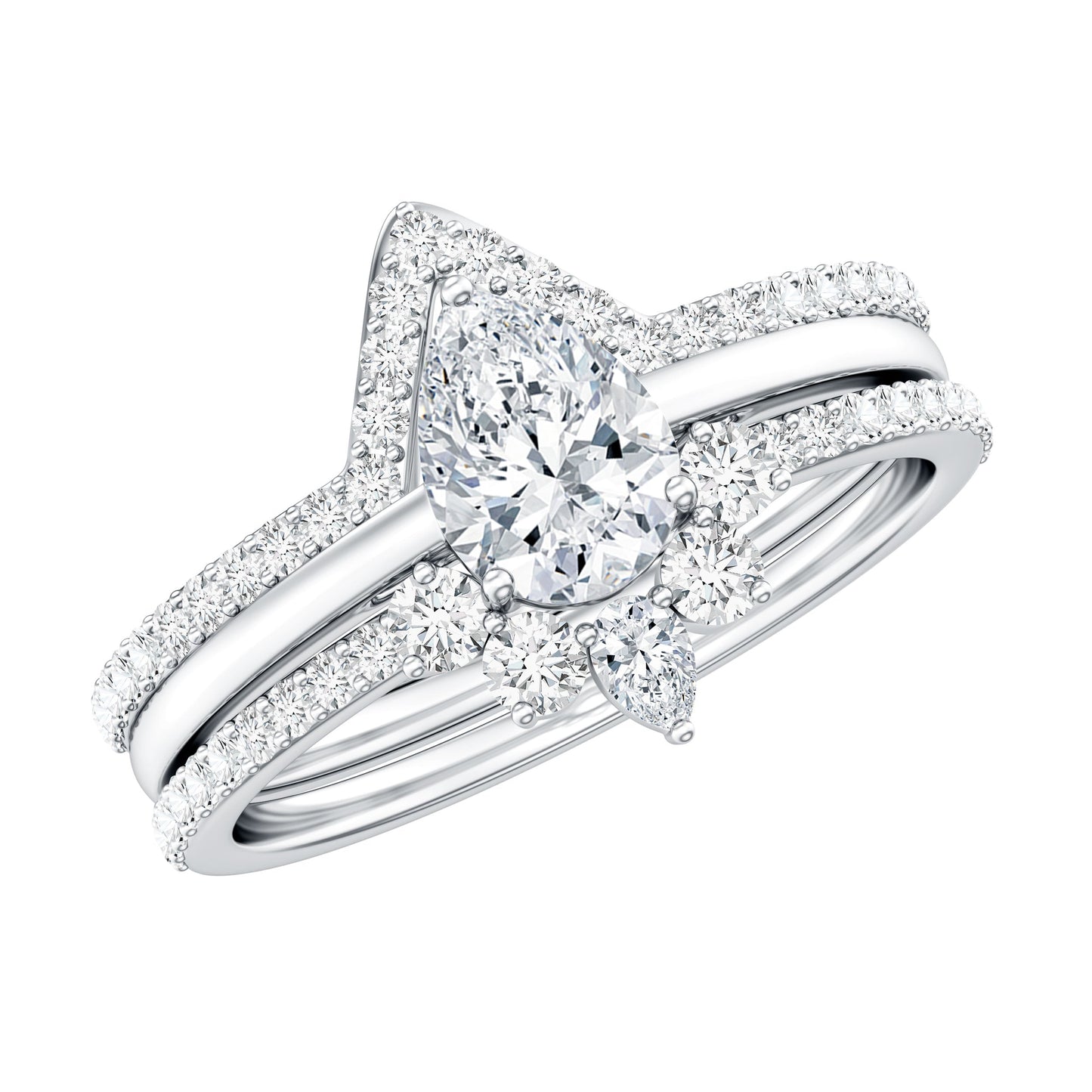 Brilliant Cut Moissanite Trio Wedding Ring Set For Women