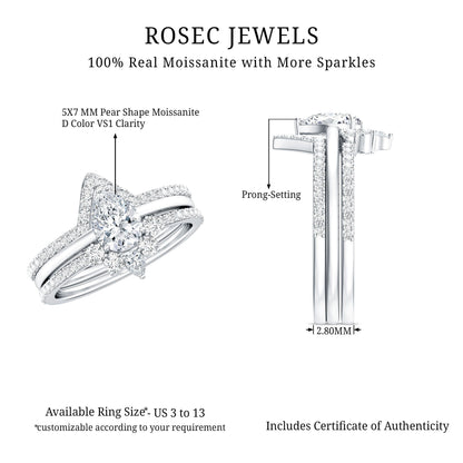 Brilliant Cut Moissanite Trio Wedding Ring Set For Women