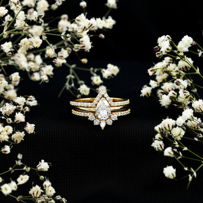 Brilliant Cut Moissanite Trio Wedding Ring Set For Women