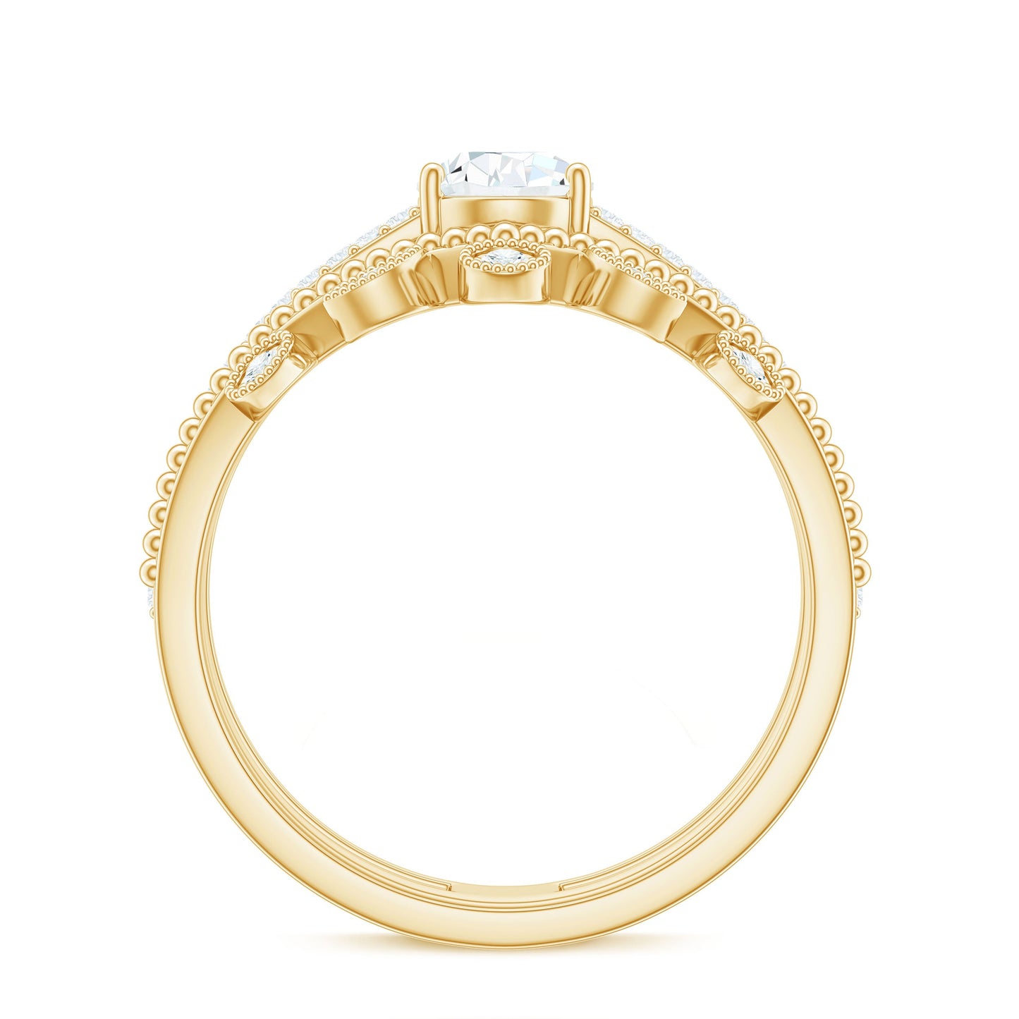 Pear Moissanite Double Band Engagement Ring with Enhancer