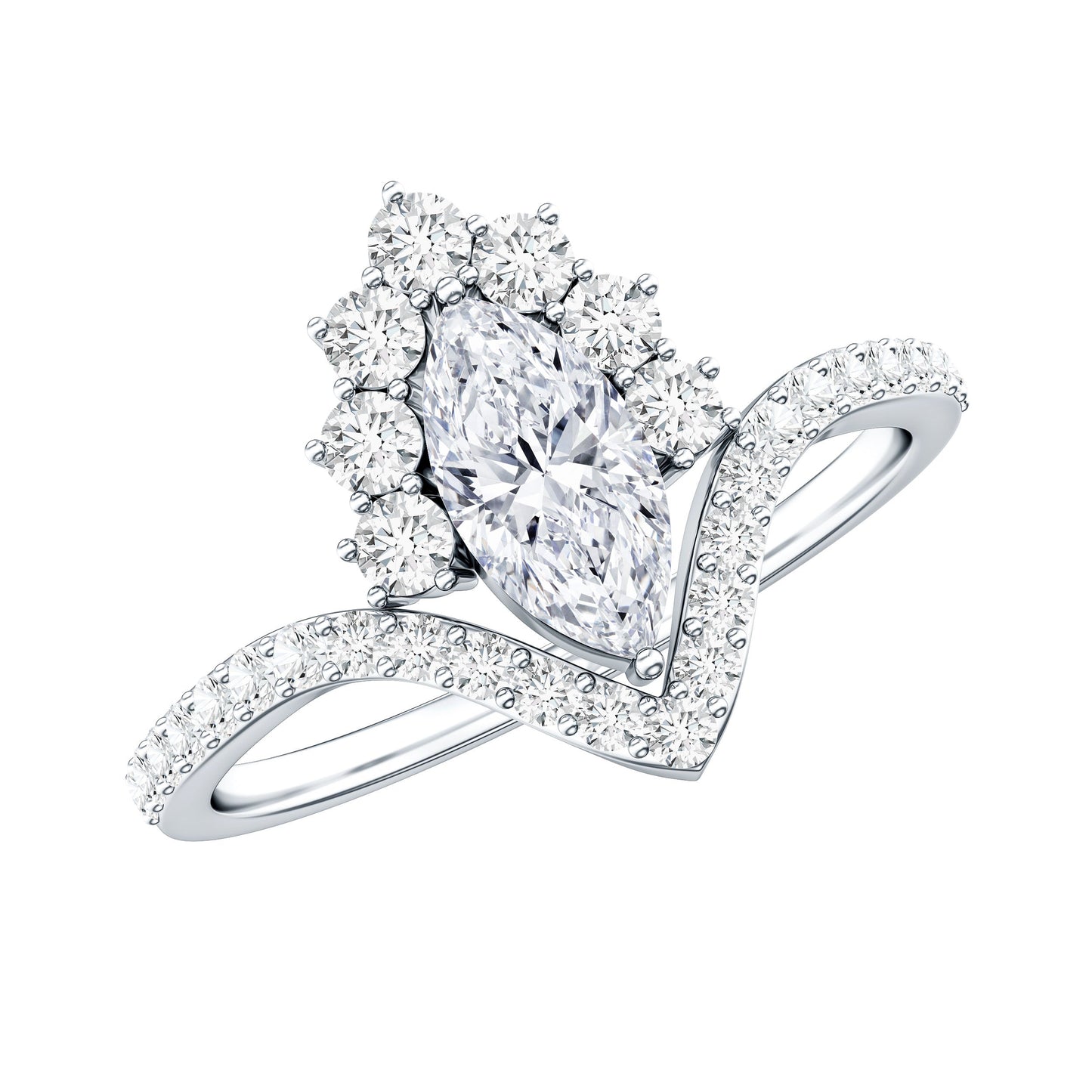 Marquise Cut Moissanite Designer Engagement Ring