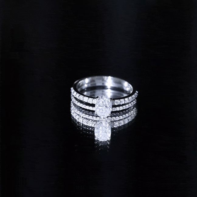 Oval Shaped Moissanite Engagement Ring with Wedding Band Set