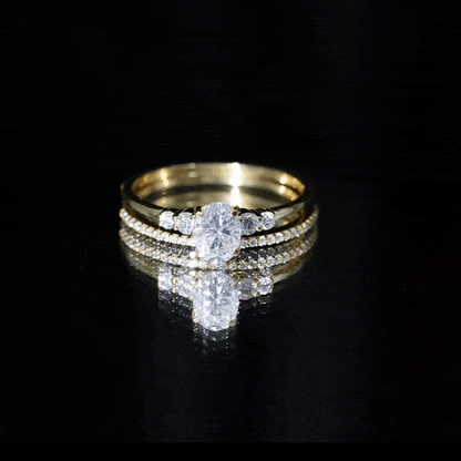 Certified Moissanite Oval Engagement Ring with Wedding Band