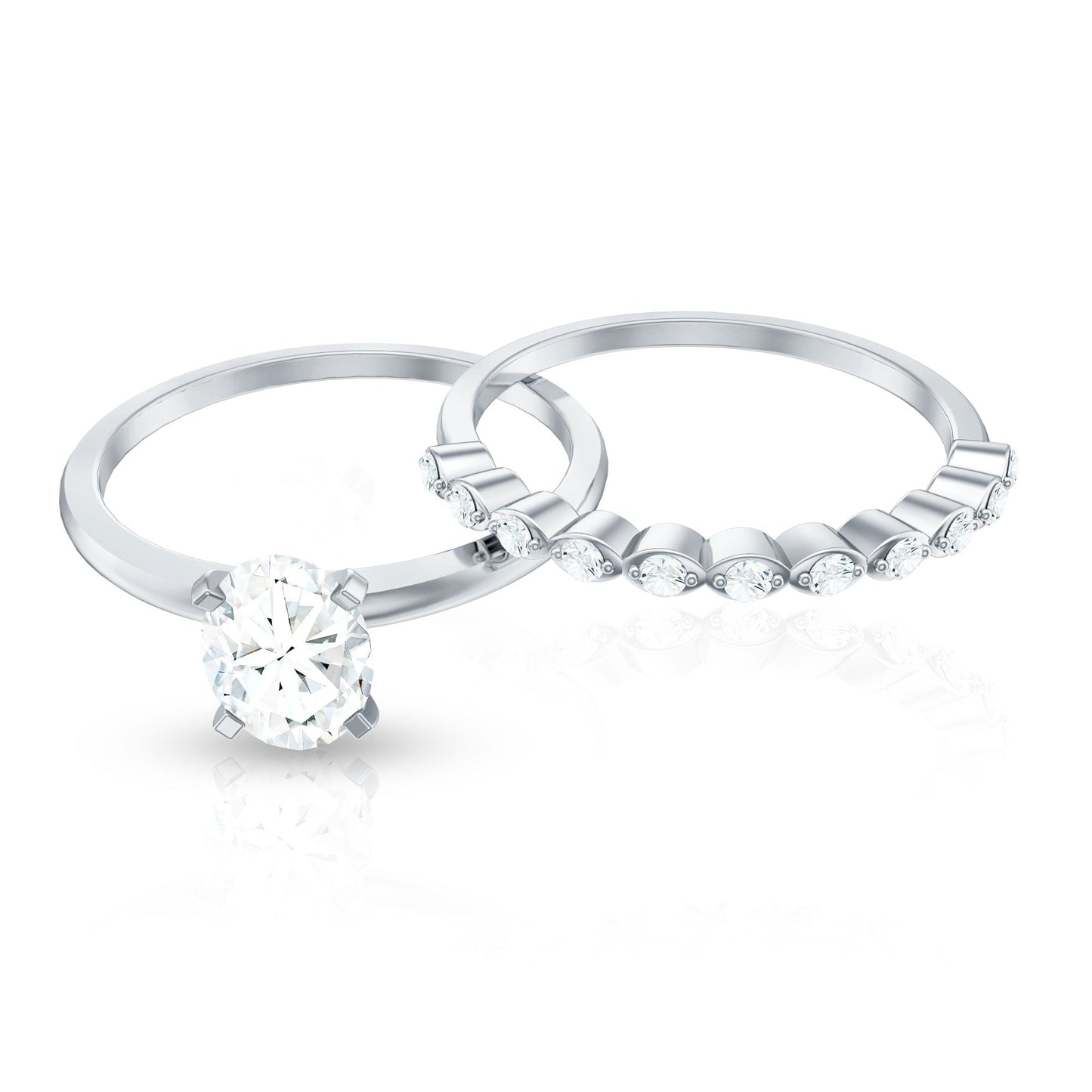 Oval Cut Moissanite Solitaire Bridal Ring Set for Women