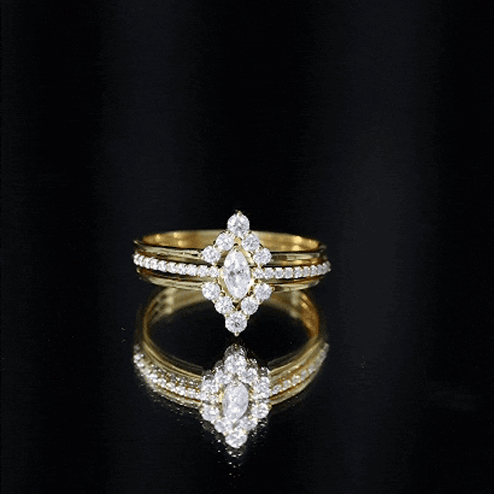 Marquise Cut Moissanite Solitaire Trio Ring Set