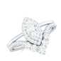 Marquise Cut Moissanite Halo Engagement Ring with Chevron Wedding Band