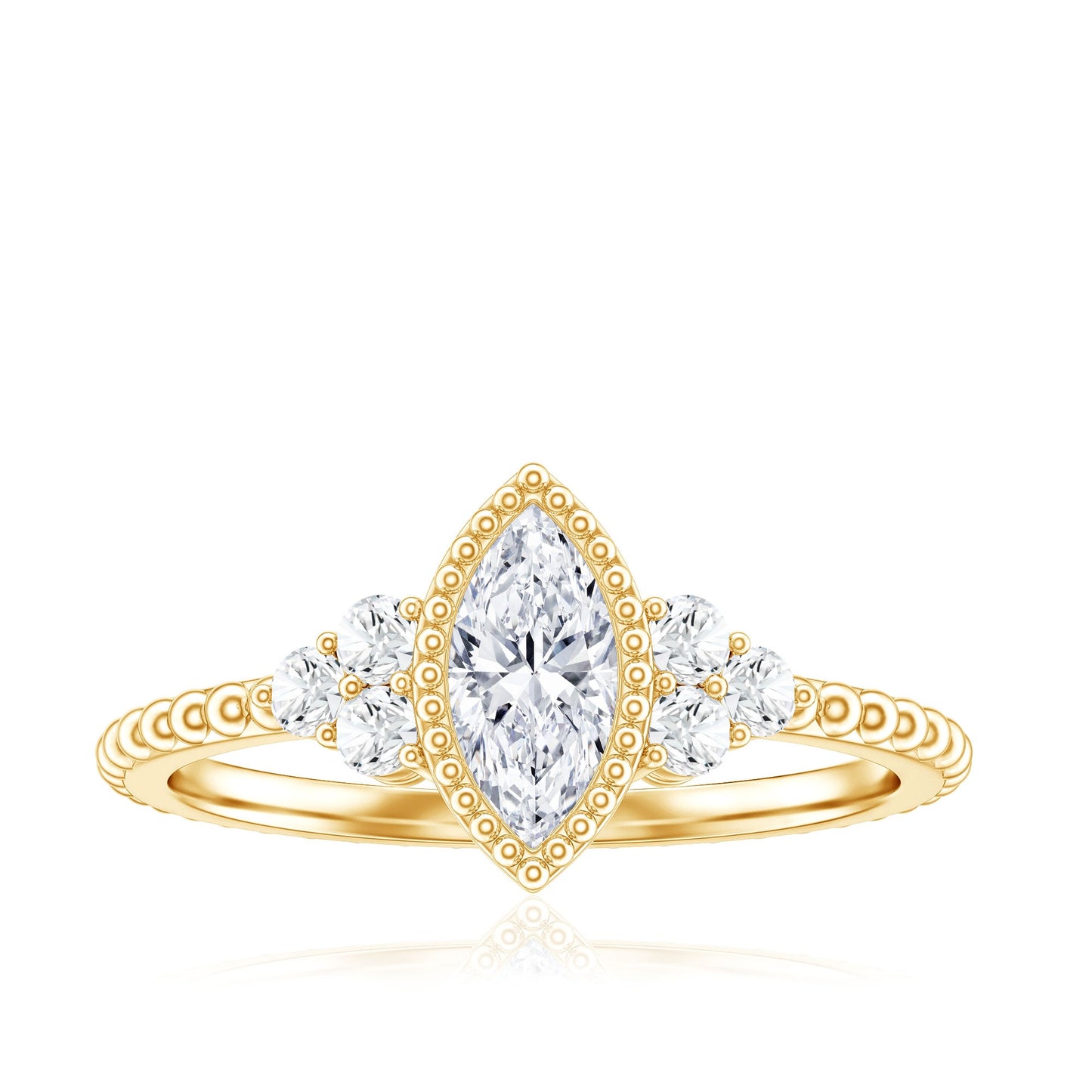 Marquise Cut Moissanite Vintage Looking Engagement Ring