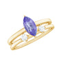 Natural 0.6 Carat Marquise Tanzanite Diamond Promise Ring Set of 2