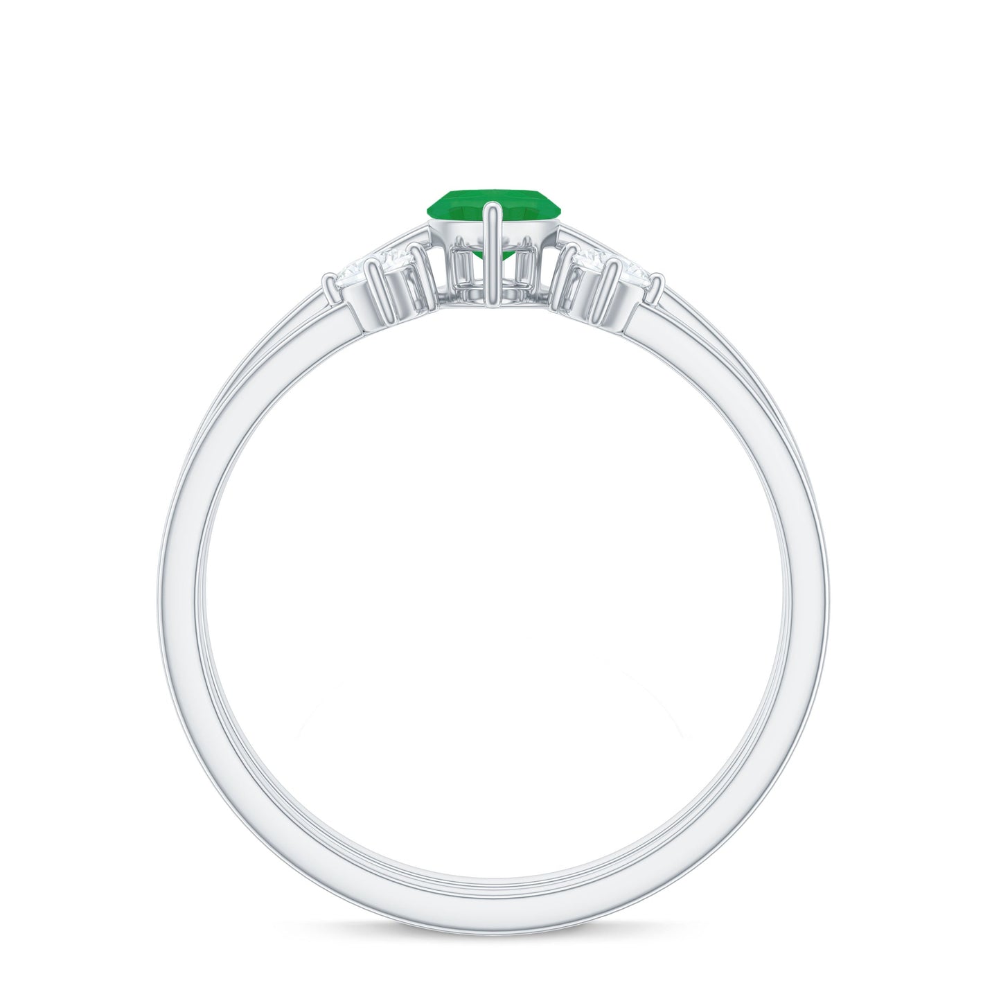Natural 0.8 Carat Marquise Emerald Diamond Promise Ring Set of 2