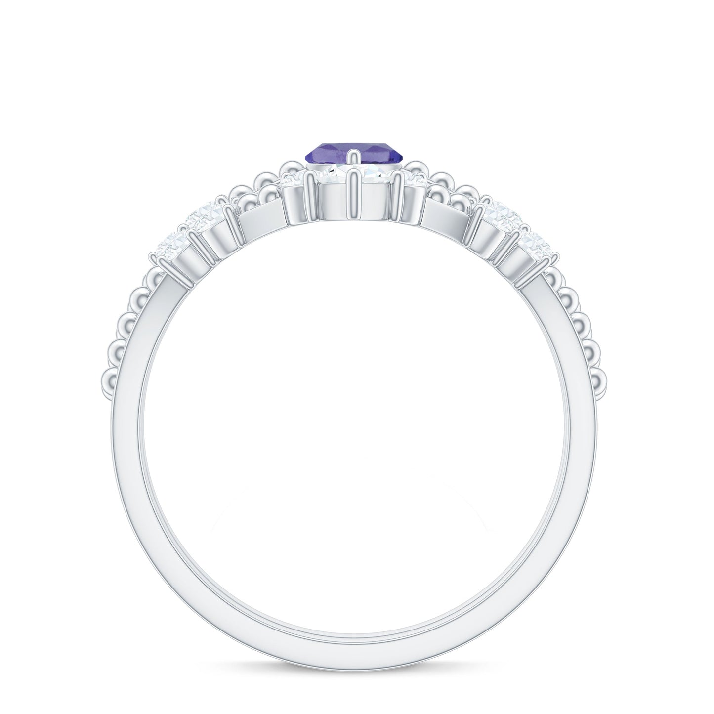 Natural Marquise Tanzanite Diamond Engagement Ring Set