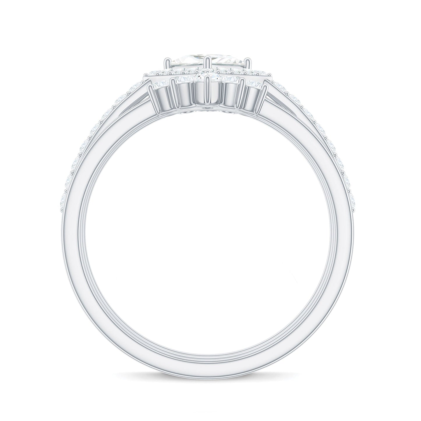 Princess Cut Moissanite Trio Bridal Ring Set with Certificate