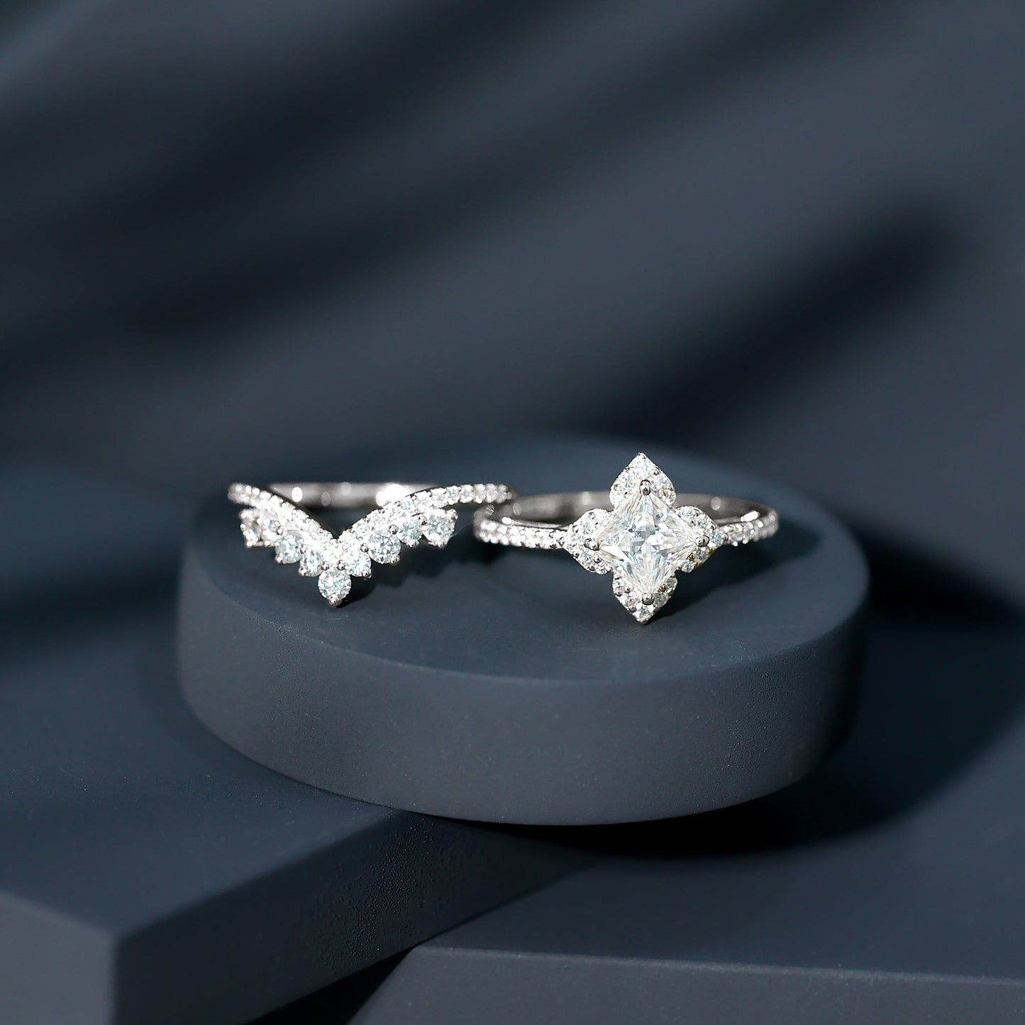Princess Cut Moissanite Bridal Wedding Ring Set for Women