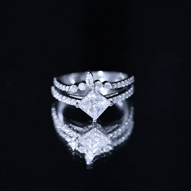 Princess Cut Moissanite Wedding Ring Set for Women
