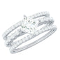 1.25 Carat Princess Cut Moissanite 3 Piece Bridal Ring Set
