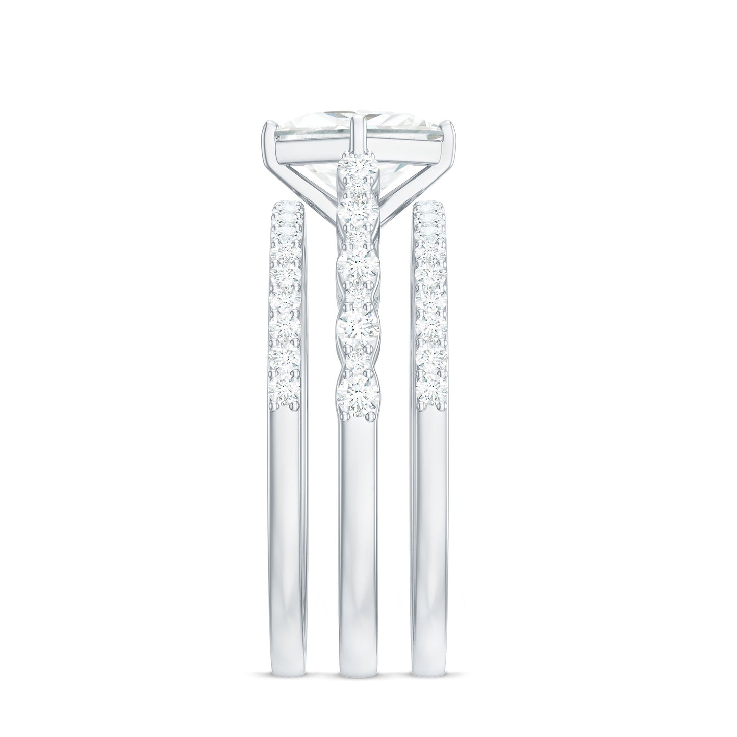 1.25 Carat Princess Cut Moissanite 3 Piece Bridal Ring Set