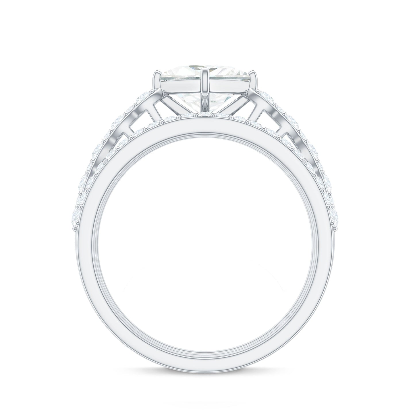 1.25 Carat Princess Cut Moissanite 3 Piece Bridal Ring Set