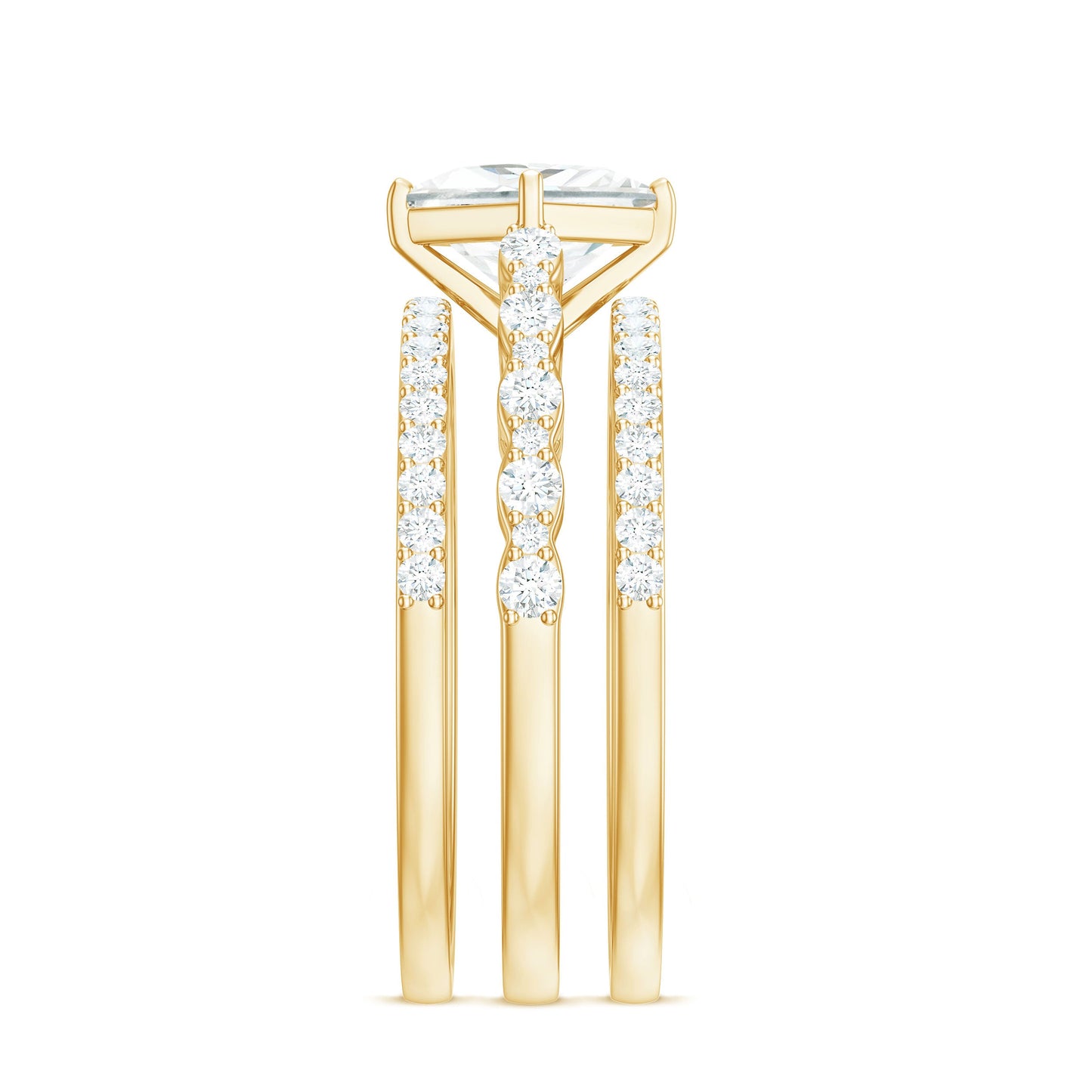 1.25 Carat Princess Cut Moissanite 3 Piece Bridal Ring Set