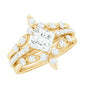 Classic Trio Bridal Ring Set with Princess and Round Cut Moissanites