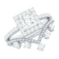 Princess Cut Moissanite Halo Wedding Ring Set with Certificate