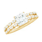 Certified Moissanite Princess Cut Engagement Ring in Double Band