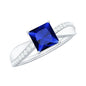 Certified 1.5 Carat Lab Grown Blue Sapphire Princess Cut Engagement Ring with Diamond