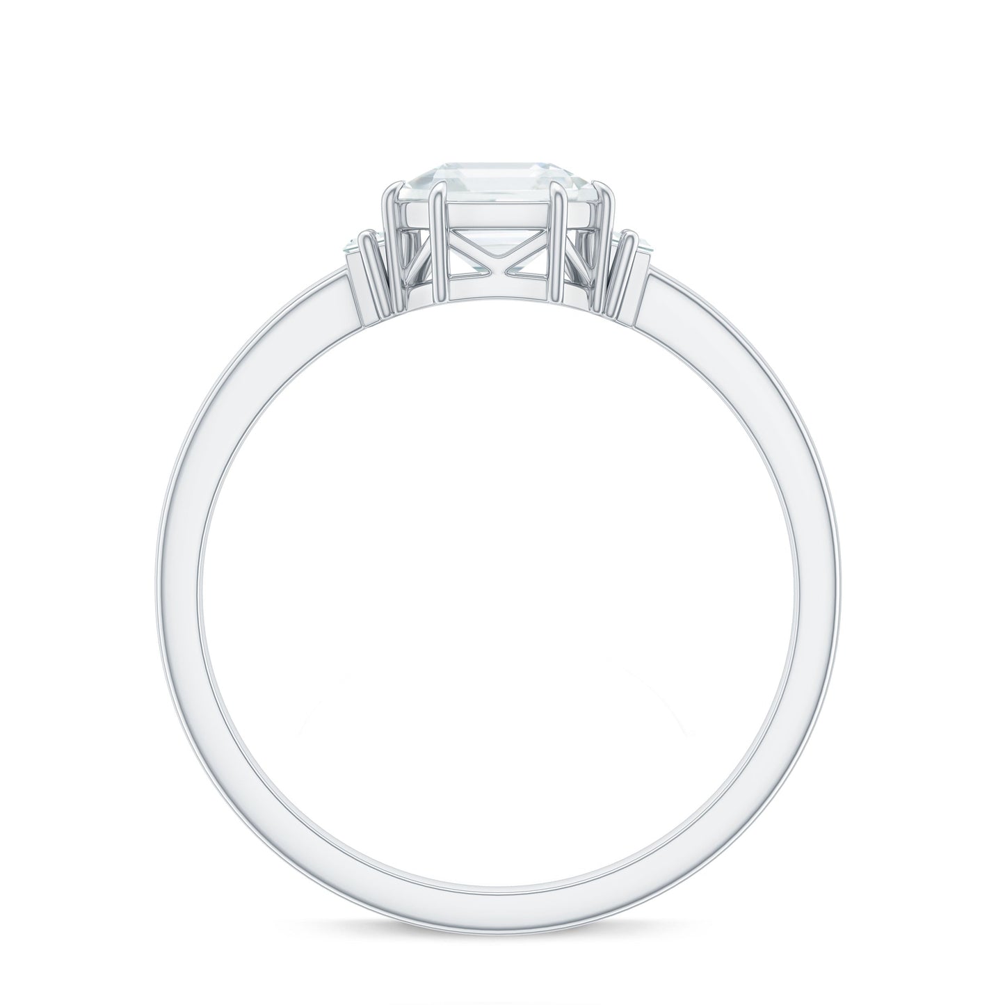 Asscher Cut Moissanite Engagement Ring with Certificate