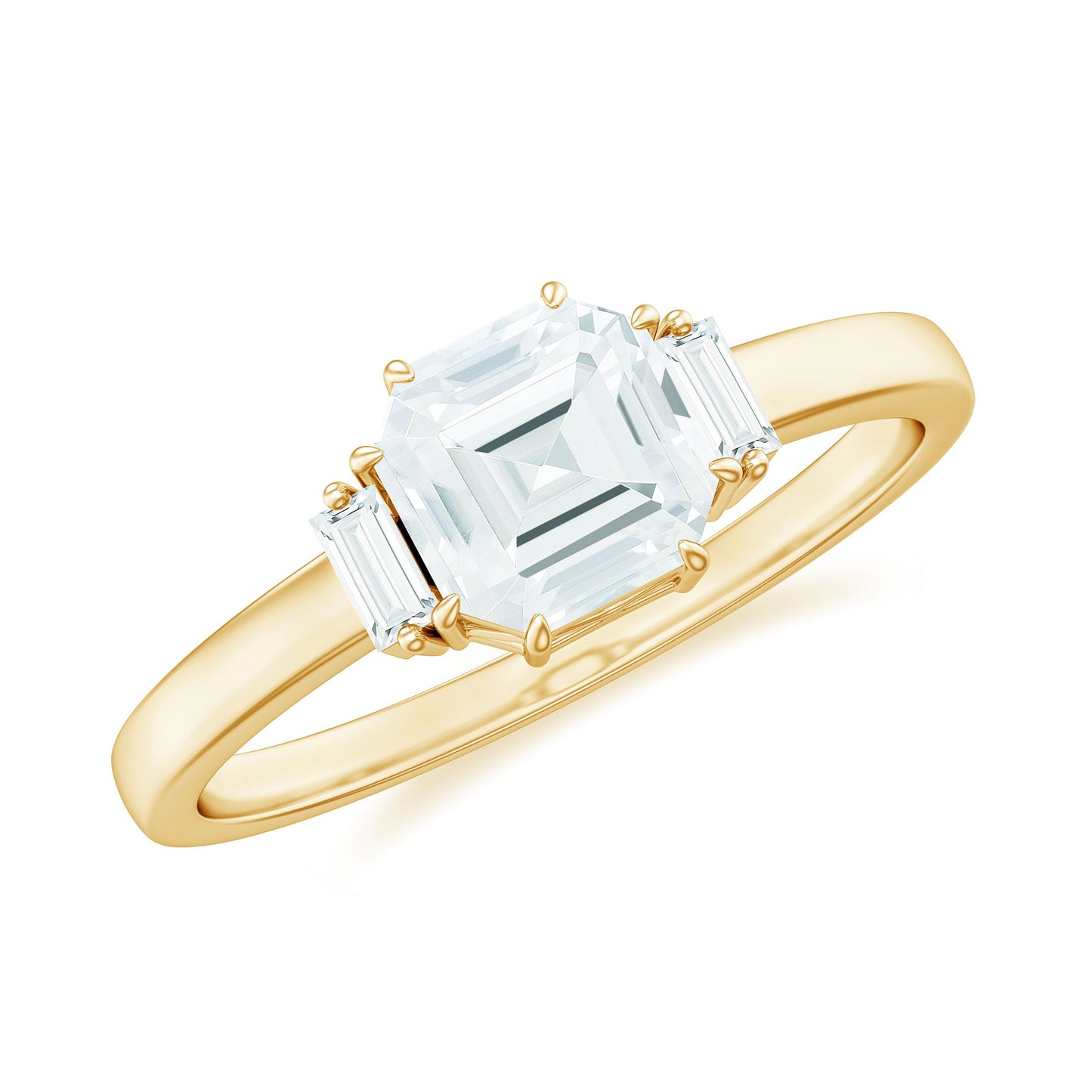 Asscher Cut Moissanite Engagement Ring with Certificate
