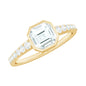 Asscher Cut Moissanite Solitaire Engagement Ring in Bezel Setting