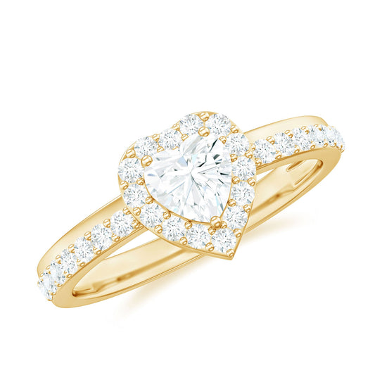 Heart Shape Moissanite Engagement Ring with Halo