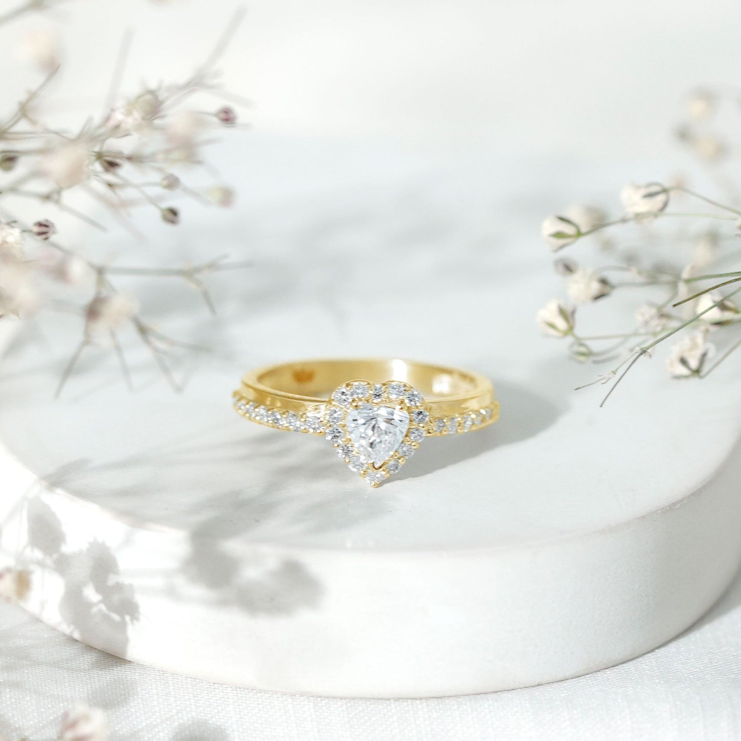 Heart Shape Moissanite Engagement Ring with Halo
