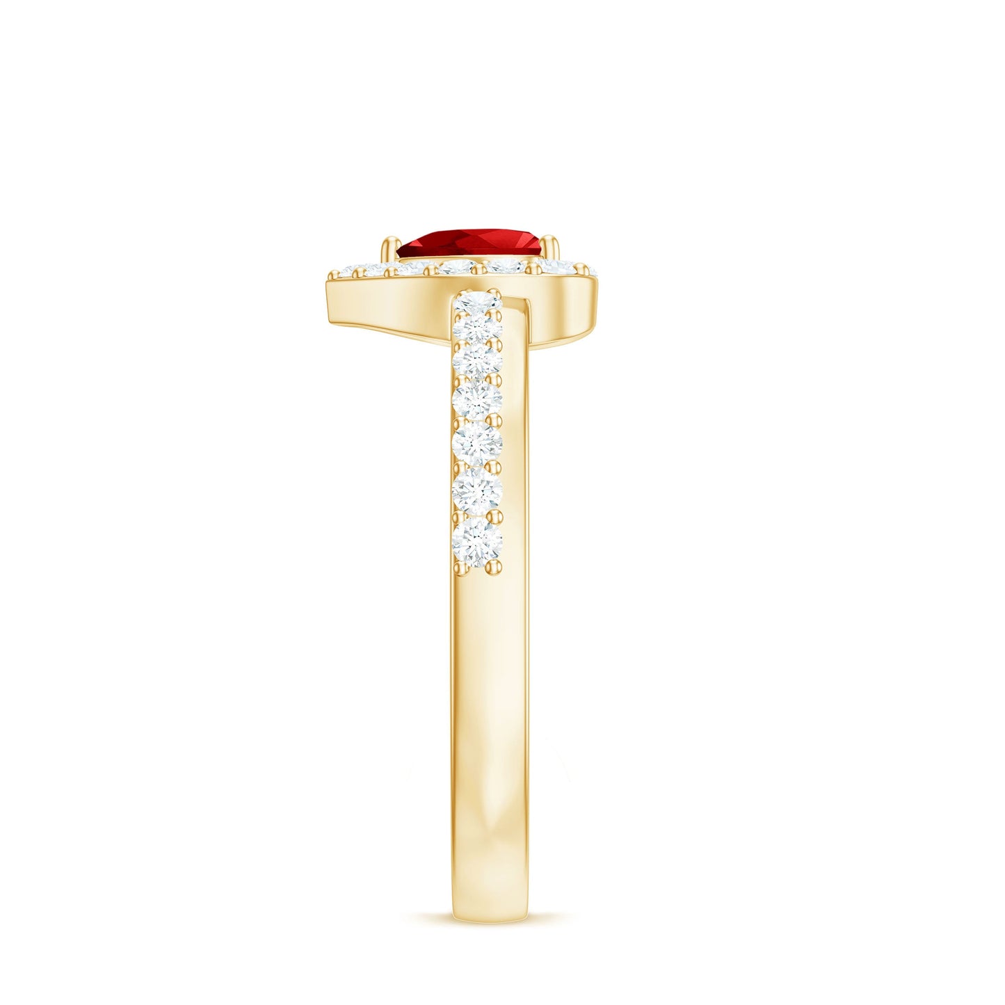 Lab Created Ruby Heart Promise Ring with Diamond Halo