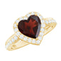 Natural Garnet Heart Shaped Engagement Ring with Diamond Halo